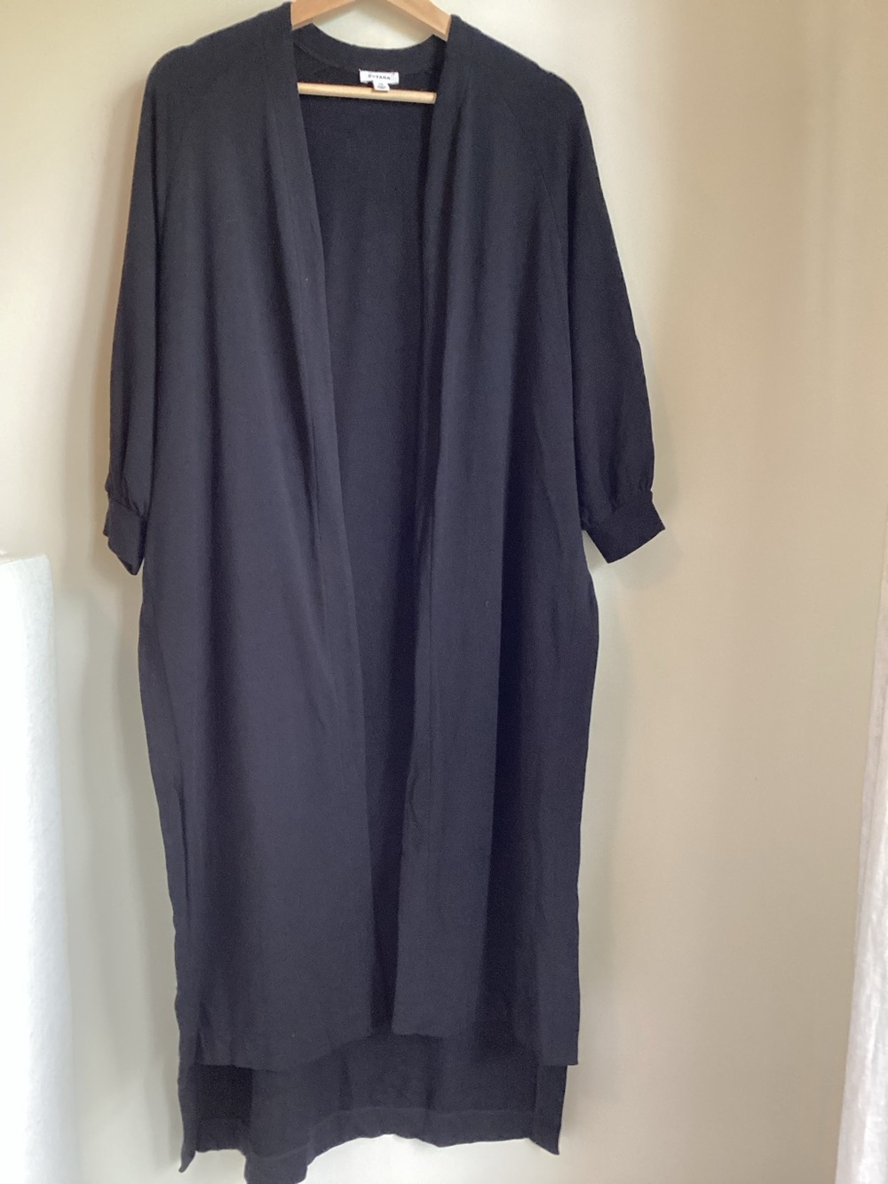 Cuyana French Terry Long Cardigan Duster Size XS Black Oversized